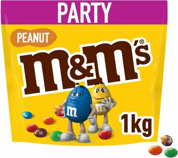 M&M's Peanut Chocolate Party Bulk Bag, Chocolate Gift, Ideal For Halloween, 1kg (Packaging may vary)