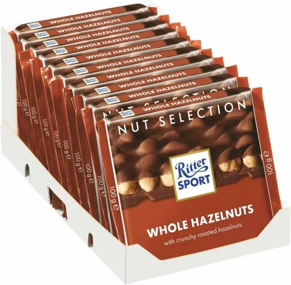 Ritter Sport Milk Whole Hazelnut 100g (Pack of 10)