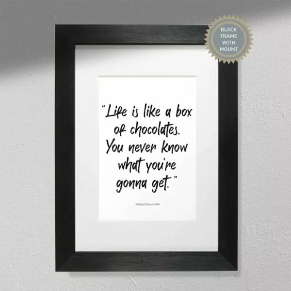 Hygge Creations Life is like a box of chocolates.-Forrest Gump Quote Print, White, A4