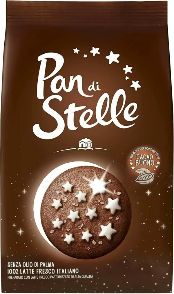 MULINO BIANCO Pan di stella - Italian chocolate biscuits with glazed stars 350g (Pan di stella, x1)