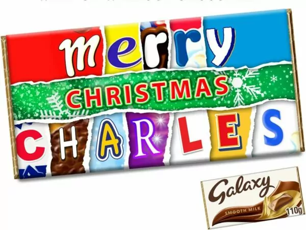 Christmas Personalised Customised Any Name Chocolate Bar Wrapper Novelty Gift CH-496 (with chocolate bar)