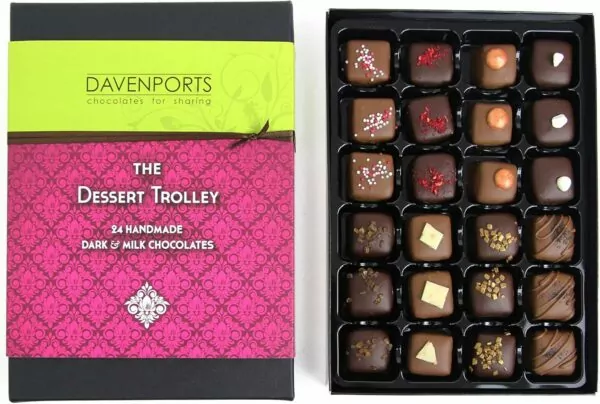 Davenport’s Chocolates Dessert Trolley, 24 handmade luxury chocolates | large chocolate selection box