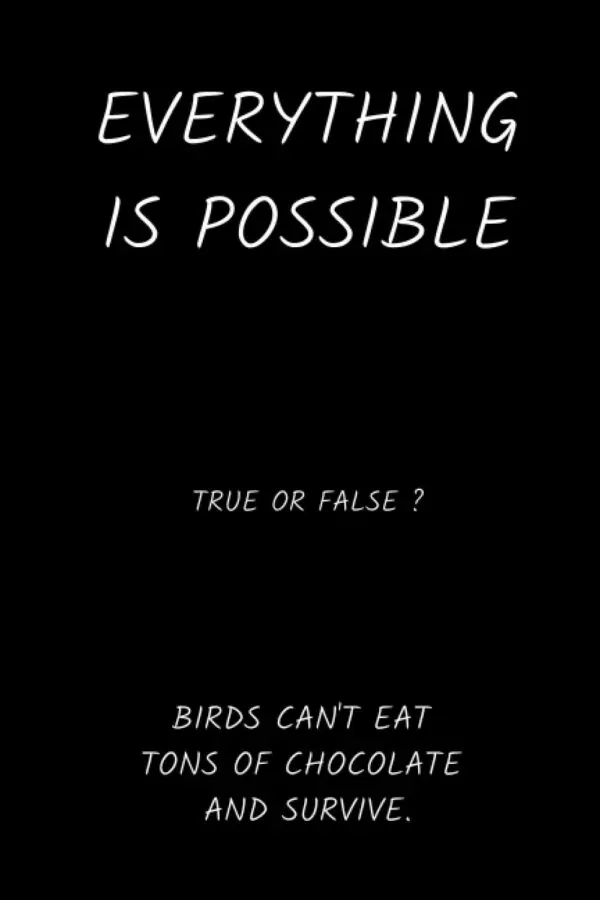 Everything is possible True or False? Birds can't eat tons of chocolate and survive: Lined Notebook Journal Diary for Parrot/Parakeet Lovers Gift (Master Tangerine)