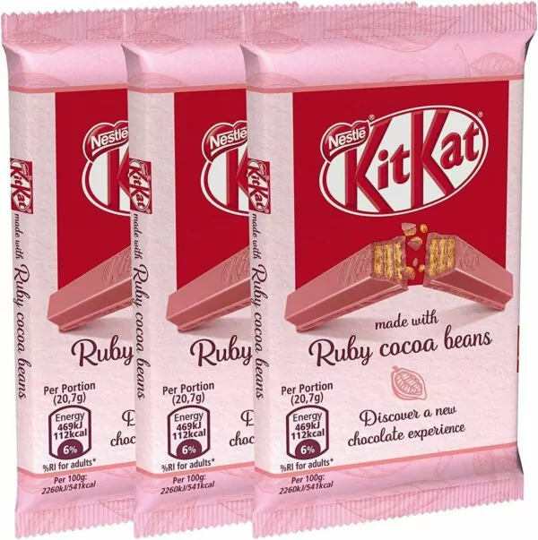 KitKat Nestlé Ruby Cocoa Beans, set of 3, fruity chocolate bars, limited sublime chocolate bar, red chocolate, 41.5 g