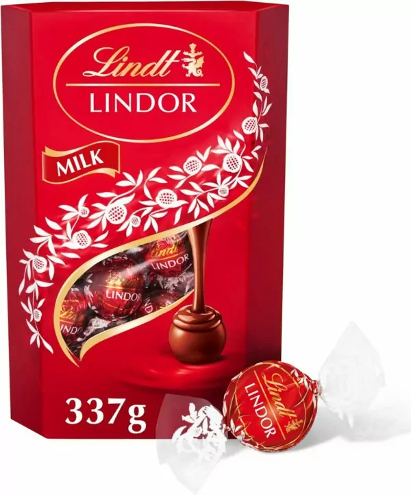 Lindt LINDOR Milk Chocolate Truffles Box - approx. 26 Balls, 337g - Perfect for Gifting or Sharing - Chocolate Balls with a Smooth Melting Filling