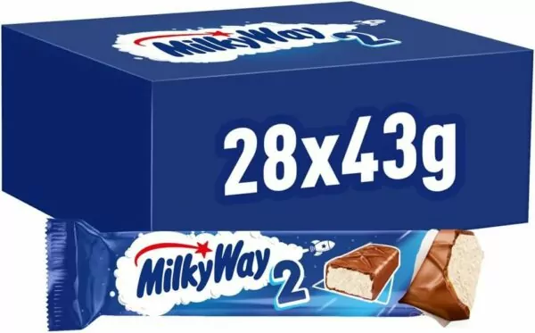 Milky Way Milk Chocolate & Nougat Bars Bulk Box, 28 Bars of 43g