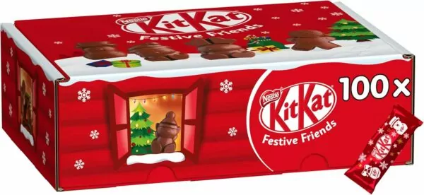 Nestle Kit Kat Christmas Friends 100 Assorted Milk Chocolate Christmas Figures Bulk Chocolate Box, 820 g