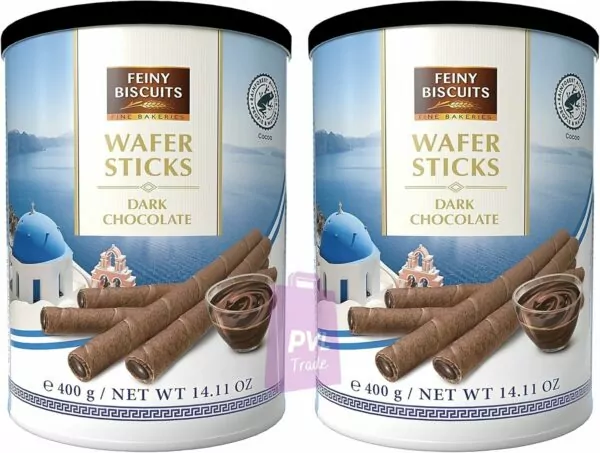 Pack of 2 Wafer rolls with dark chocolate cream (2x 400g)