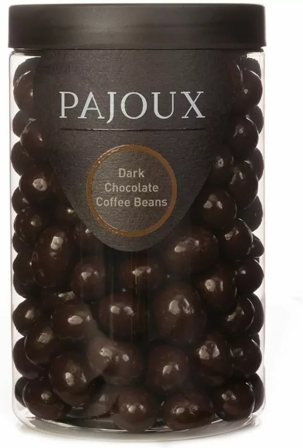 Pajoux Dark Chocolate Coffee Beans (Large) 270g | Chocolate Covered Coffee Beans - Chocolate Espresso Beans - Chocolate Mocha Beans - Palm Oil Free - Chocolate Covered Coffee Beans in a Gift Jar