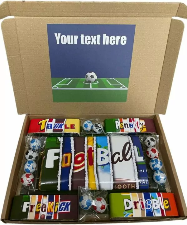 Personalised football chocolate gift box.