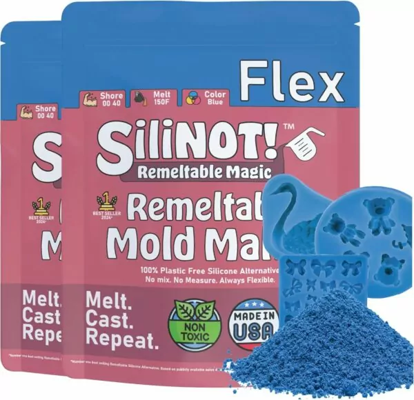 Remeltable Silicone Free Mold Making Kit 32 fl.oz. | No Mix, Eco-Friendly, Non-Toxic, Food-Contact Safe for Plaster molds, Resin molds, epoxy molds, Chocolate molds, Wax molds, soap molds