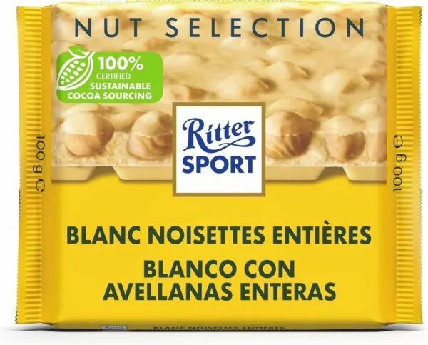 Ritter Sport White Whole Hazelnut 100g (Pack of 10)