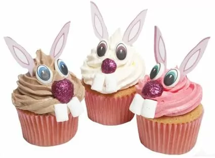 Set to Create 24 Easter Bunny Cupcakes- Including 24 Pairs of Eyes, Ears and Teeth and 24 Chocolate noses